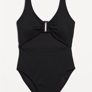 Old Navy Black Textured One-Piece Cut-Out Swimsuit | NWT